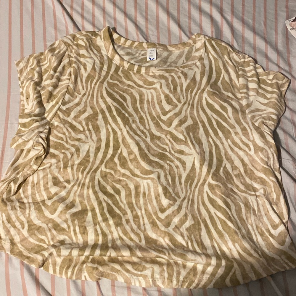 Old navy brown and white zebra stripe top